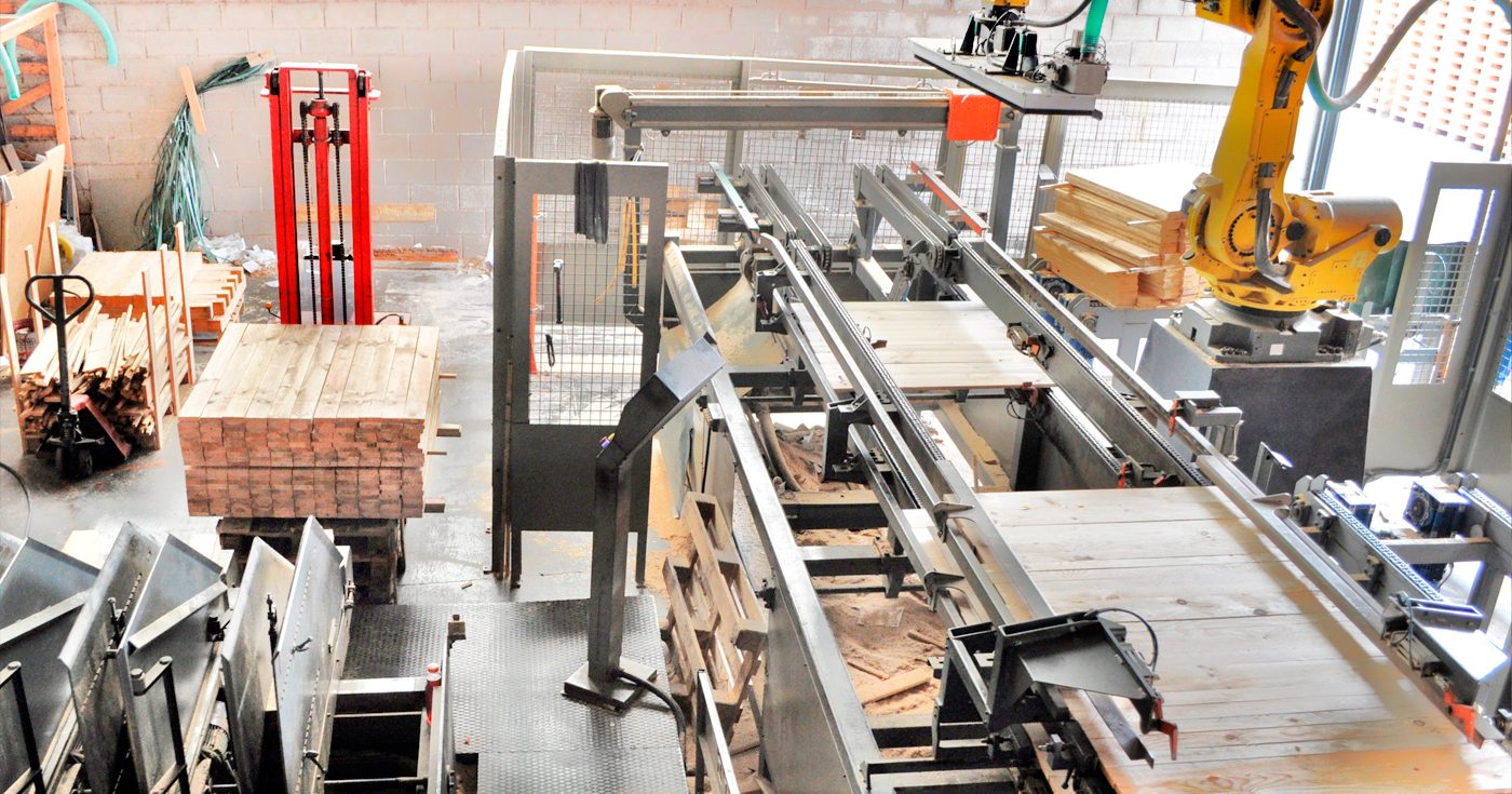 Línea robotizada de producción de componentes de madera